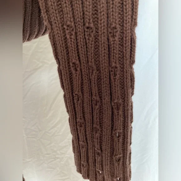 Vertical Design brown double zip knit jacket sweater rib knit construction ☆♡☆♥︎ - Picture 7 of 9